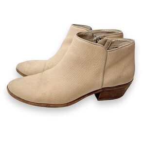 Sam Edelman Shoes Petty Leather Boot Beige Nubuck Ankle Boots Women’s Size 8.5 M